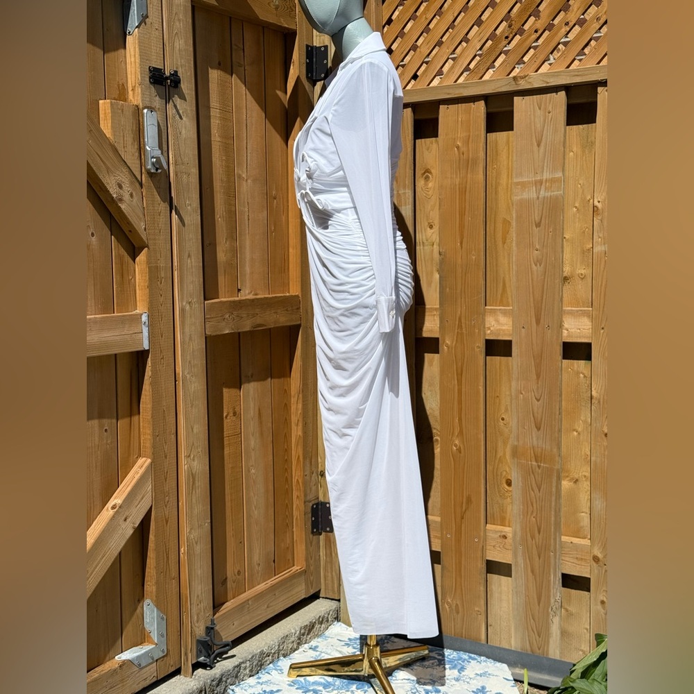 🆕 CHRISTOPHER ESBER 🧿 NWOT Venus Plunge Shirt Maxi Dress, White - Sz AU10 US 6 - Picture 11 of 17